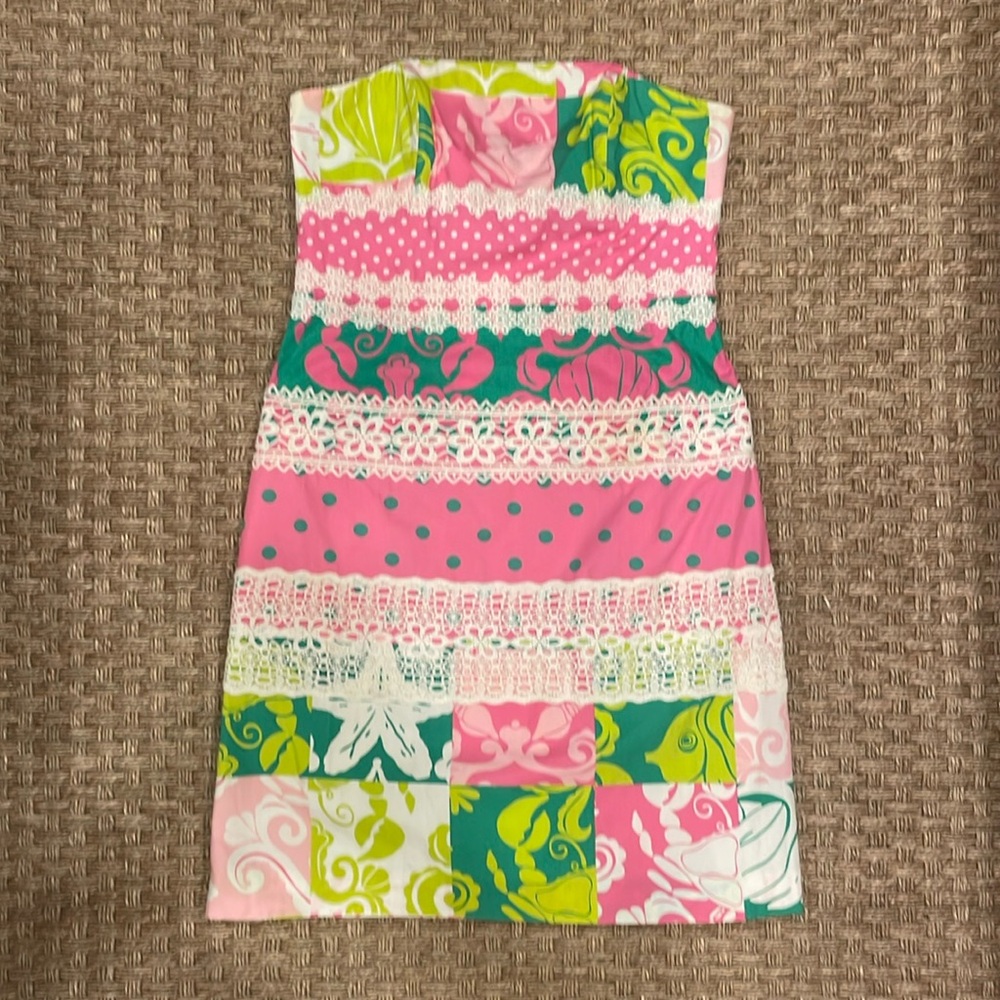 Lilly Pulitzer Strapless Dress With Lace Borders